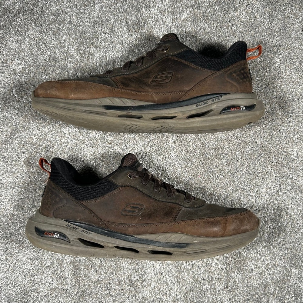 Skechers Arch Fit Glide-Step Mens 11 Cocoa Brown Leather Sneakers 210981 Walking